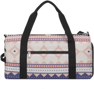 Gym Duffel Bag with Shoe Compartment Wet Pocket, Ethnic Pattern Travel Bag for Men Women, style-4