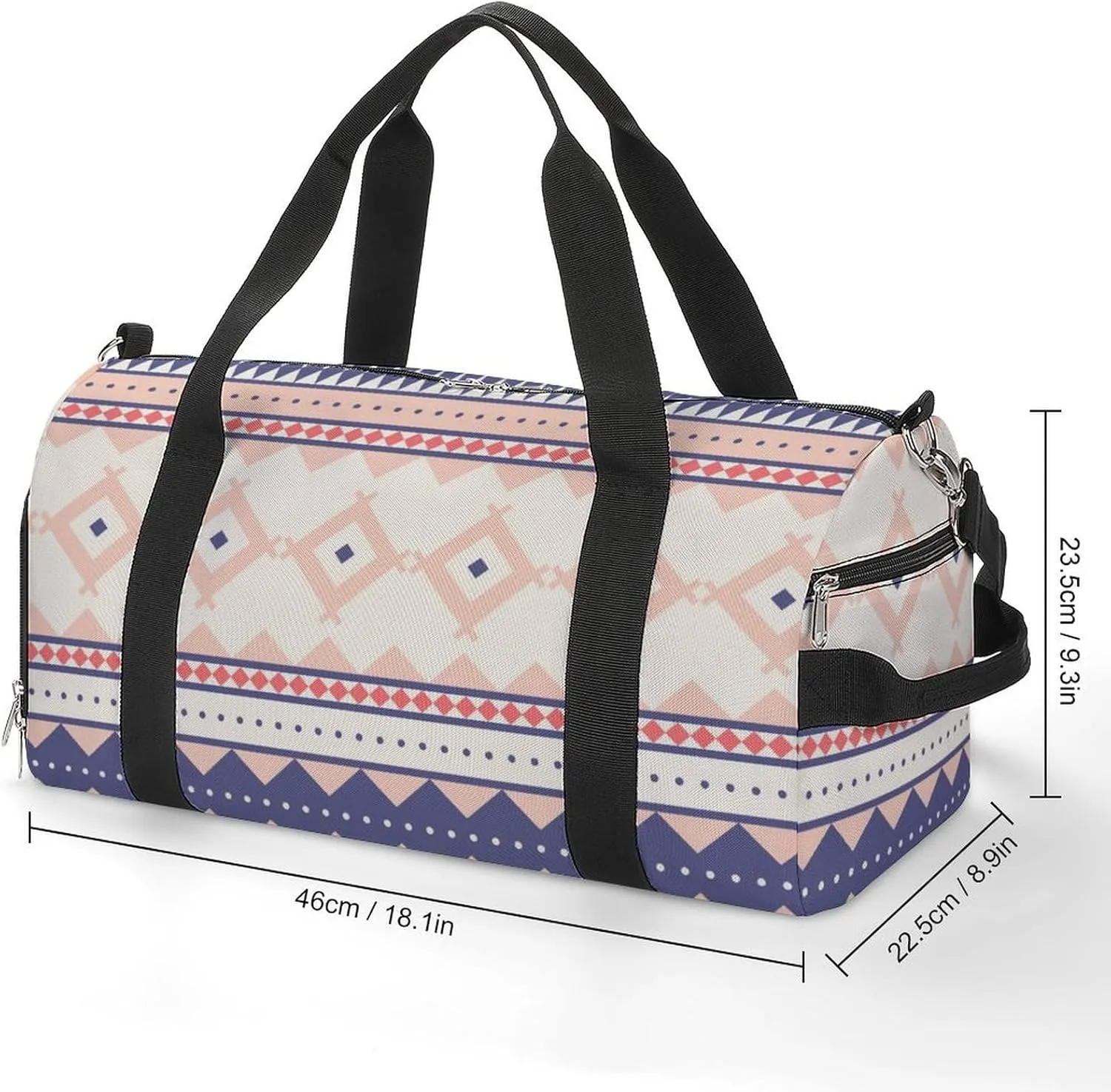 Gym Duffel Bag with Shoe Compartment Wet Pocket, Ethnic Pattern Travel Bag for Men Women, style-4