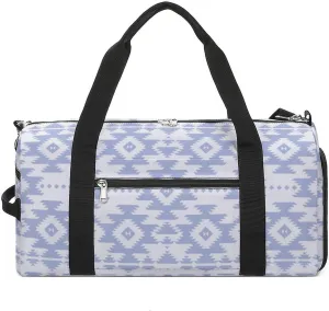 Gym Duffel Bag with Shoe Compartment Wet Pocket, Ethnic White Travel Bag for Men Women