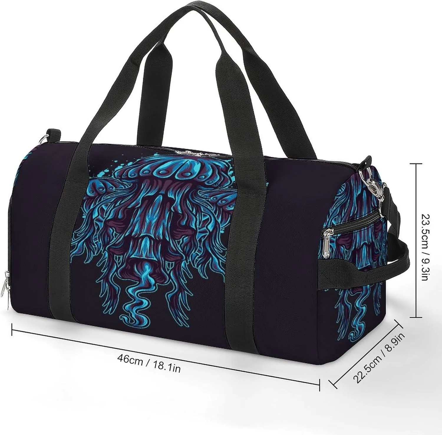 Gym Duffel Bag with Shoe Compartment Wet Pocket, Jelly Fish Summer Travel Bag for Men Women