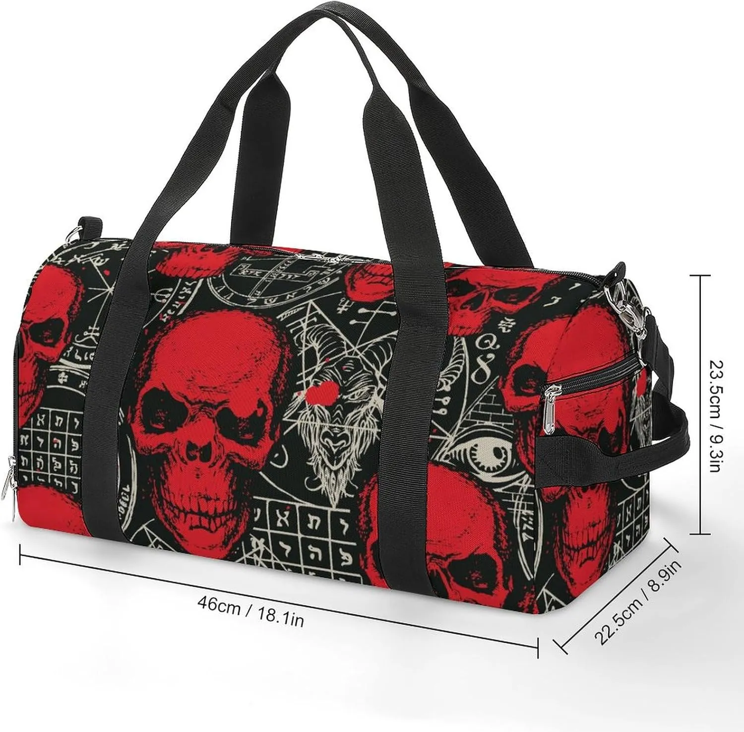 Gym Duffel Bag with Shoe Compartment Wet Pocket, Occult-theme Travel Bag for Men Women