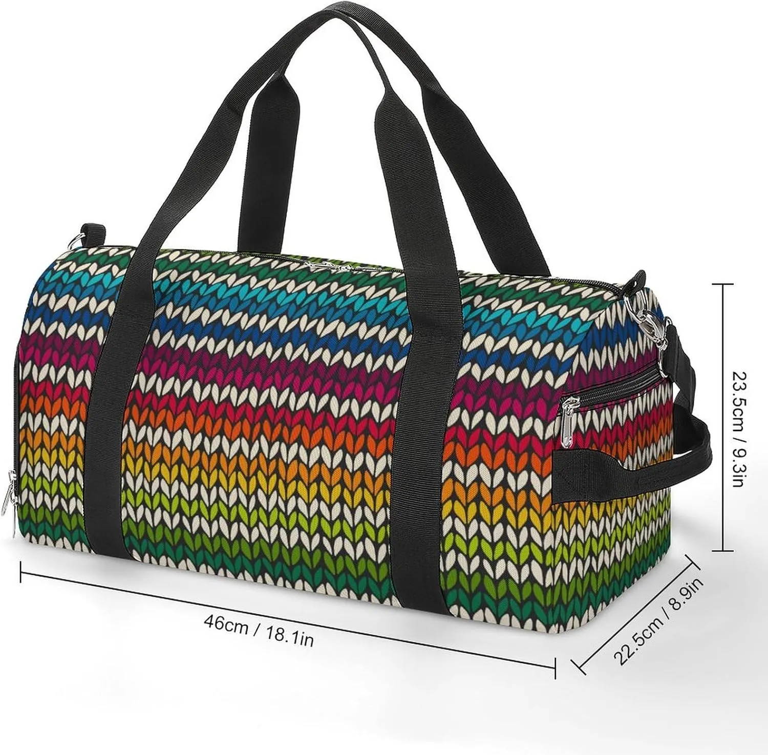 Gym Duffel Bag with Shoe Compartment Wet Pocket, Stripes Multicolored Travel Bag for Men Women