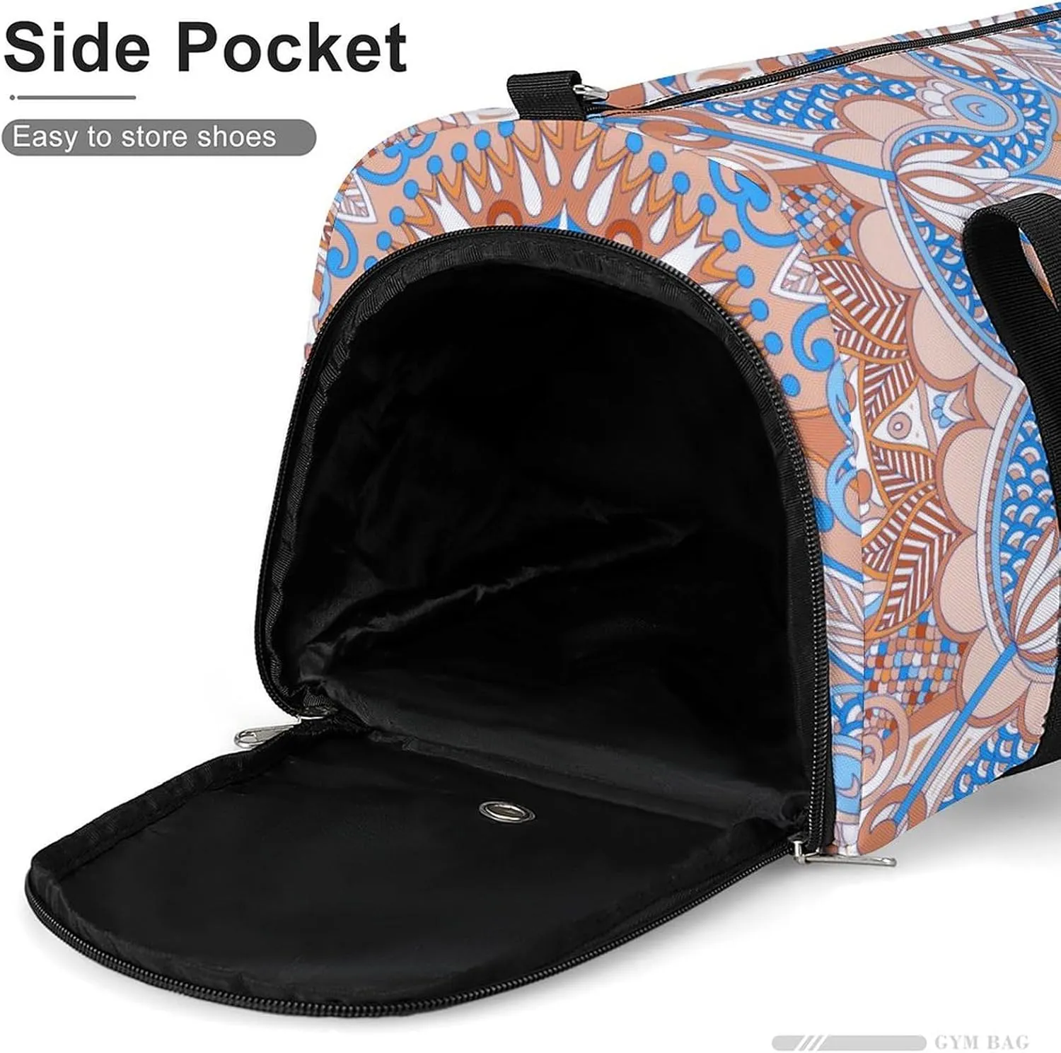 Gym Duffel Bag with Shoe Compartment Wet Pocket, Traditional Paisley Graphics Travel Bag for Men Women
