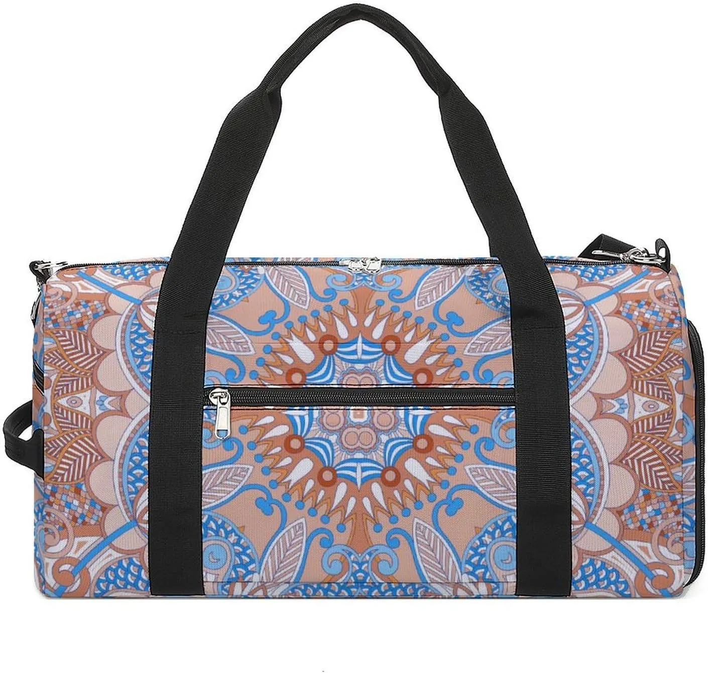 Gym Duffel Bag with Shoe Compartment Wet Pocket, Traditional Paisley Graphics Travel Bag for Men Women