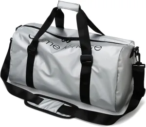 Gym Duffle Bag for Men Women with Shoe and Wet Compartment Sport Workout Waterproof Bags Large for Fitness Yoga Swimming Traveling Duffel (Silver)