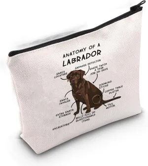 Gzrlyf Chocolate Labrador Retriever Makeup Bag Lab Dog Mom Gift Labrador Retriever Owner Lover Cosmetic Bag (ANATOMY OF A LABRADOR)