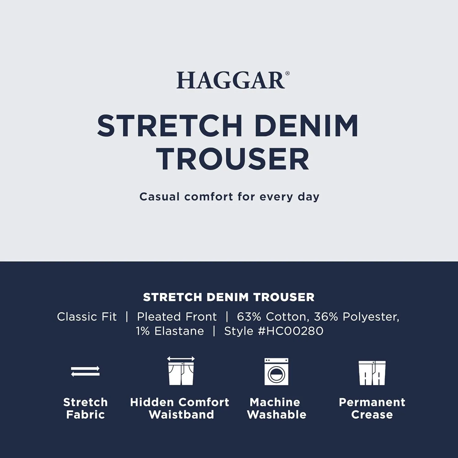 Haggar Men's Casual Classic Fit Denim Trouser Pant-Regular and Big & Tall Sizes