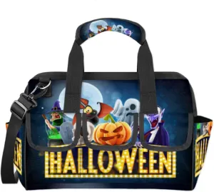 Halloween Topic Tool Bag 14.8 Inch Wide Mouth Tool Storage Tote Bag with Multi-Pockets Waterproof Heavy Duty Tool Bag Organizer with Adjustable Shoulder Strap