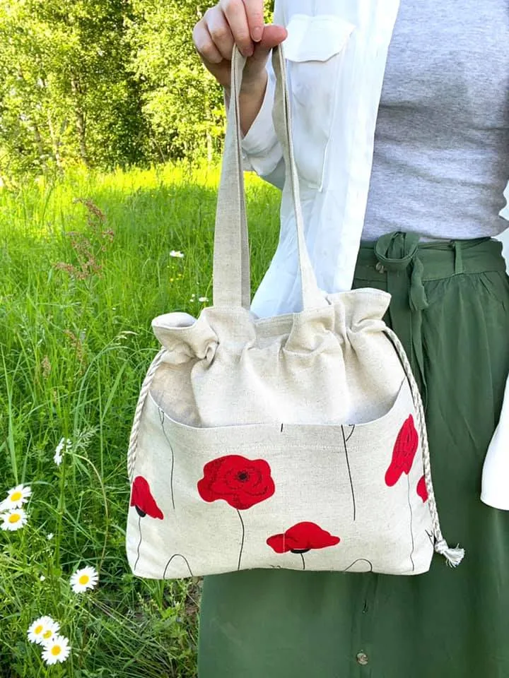Handmade Linen Tote Bag with Pockets