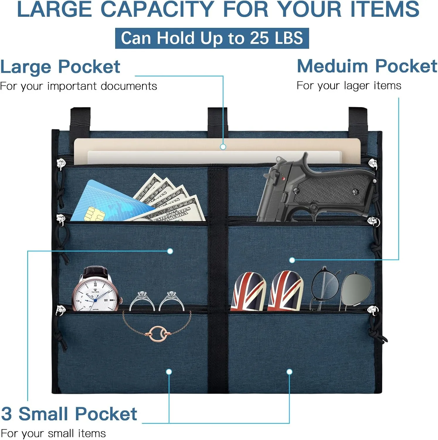 Hanger Diversion Safe for Money Cash, Bukere Secret Safe Pocket for Home, Travel, College Dorm, Large Zipper Pouch, Great for Storing Money, Jewelry, Passport, Document