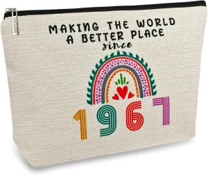 Happy 58th Birthday Gifts for Women Makeup Bag, Funny 1967 58 Year Old Birthday Decorations Gift Ideas for Grandma, Mom, Her, Wife, Sister, Aunt, Small Cosmetic Travel Bags for Mothers Day, Christmas