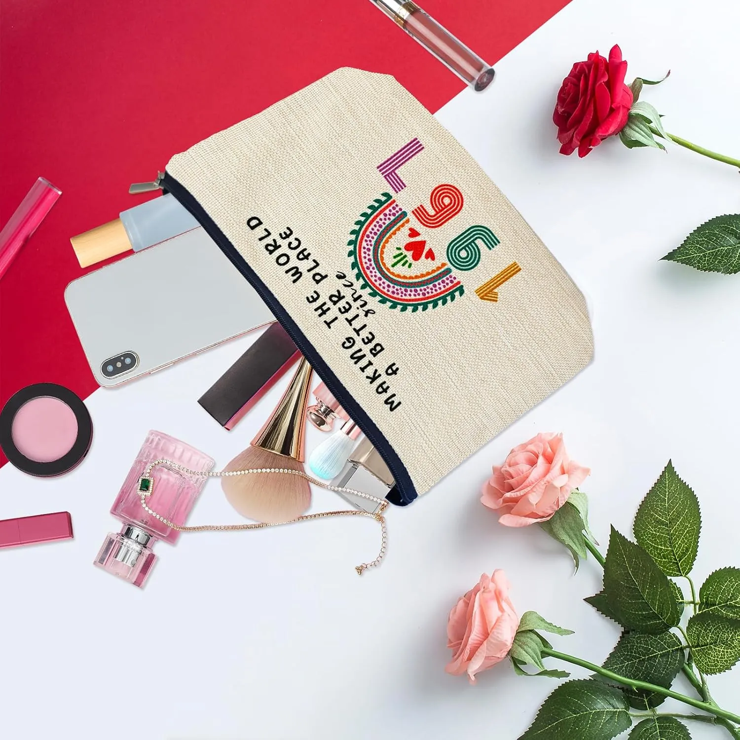 Happy 58th Birthday Gifts for Women Makeup Bag, Funny 1967 58 Year Old Birthday Decorations Gift Ideas for Grandma, Mom, Her, Wife, Sister, Aunt, Small Cosmetic Travel Bags for Mothers Day, Christmas