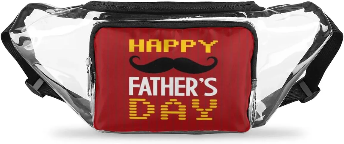Happy Father's Day Clear Fanny Pack Stadium Approved Clear Crossbody Belt Bag for Women Men Transparent Waist Bag with Adjustable Strap for Concerts Sports Events Travel