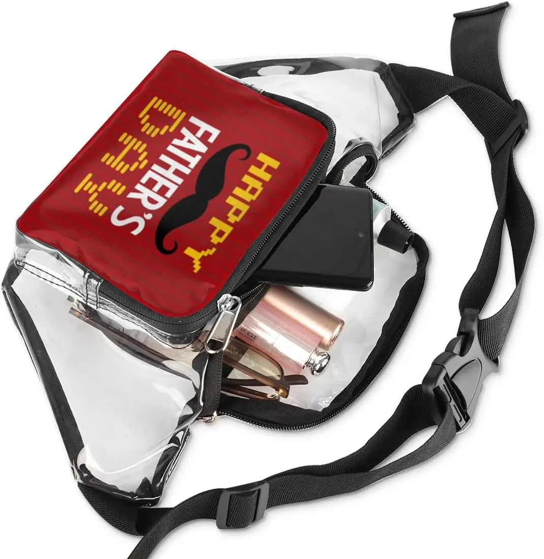 Happy Father's Day Clear Fanny Pack Stadium Approved Clear Crossbody Belt Bag for Women Men Transparent Waist Bag with Adjustable Strap for Concerts Sports Events Travel