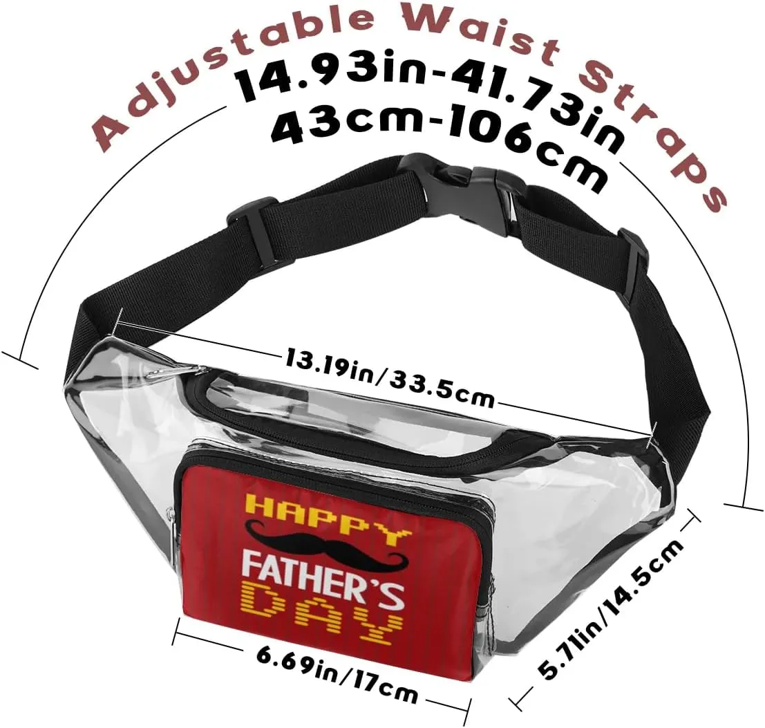 Happy Father's Day Clear Fanny Pack Stadium Approved Clear Crossbody Belt Bag for Women Men Transparent Waist Bag with Adjustable Strap for Concerts Sports Events Travel