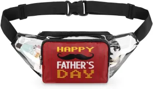Happy Father's Day Clear Fanny Pack Stadium Approved Clear Crossbody Belt Bag for Women Men Transparent Waist Bag with Adjustable Strap for Concerts Sports Events Travel