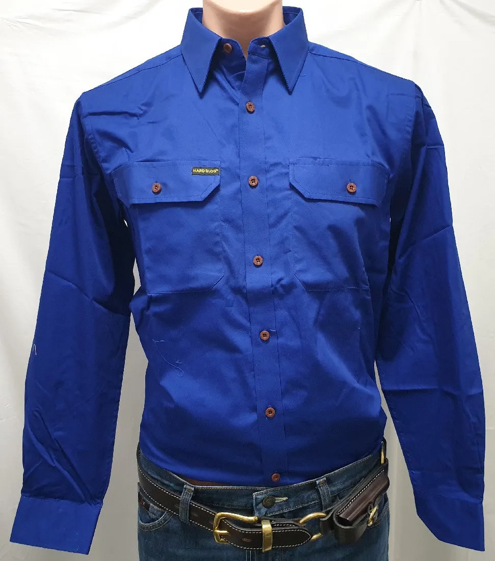 HARD SLOG MENS WORK SHIRT FULL/ LIGHT ROYAL BLUE