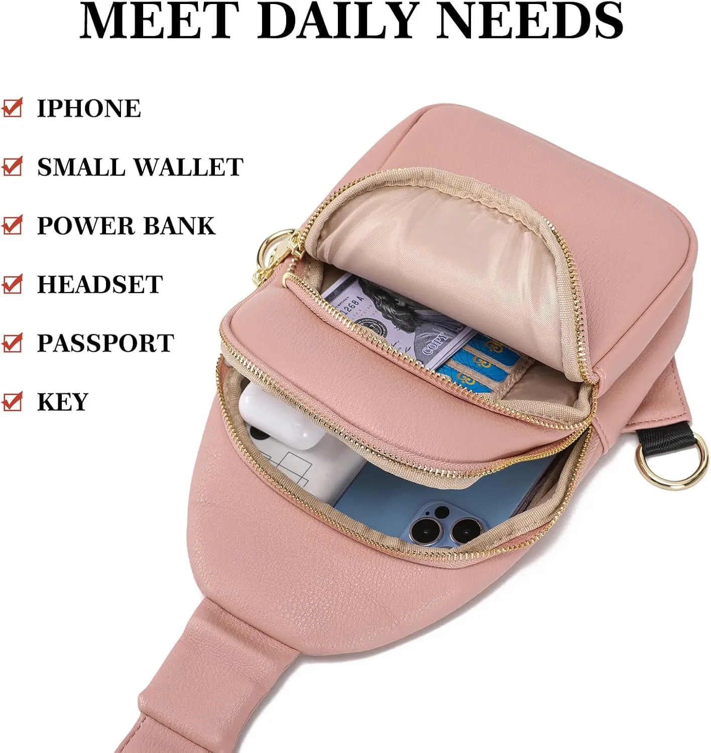 Haytijoe Crossbody Bags for Women Leather Sling Bag Anti-theft Cross Body Bag Travel Sling Purse Chest Bags Fanny Packs