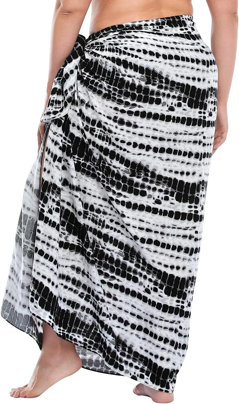 HDE Plus Size UPF 30  Pareo Swimsuit Cover Up Fringeless Sarong Sun Shawl Wrap