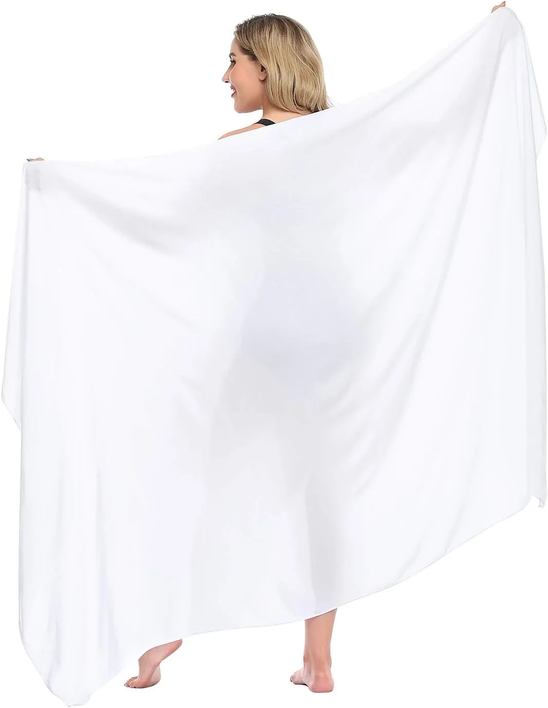 HDE Plus Size UPF 30  Pareo Swimsuit Cover Up Fringeless Sarong Sun Shawl Wrap
