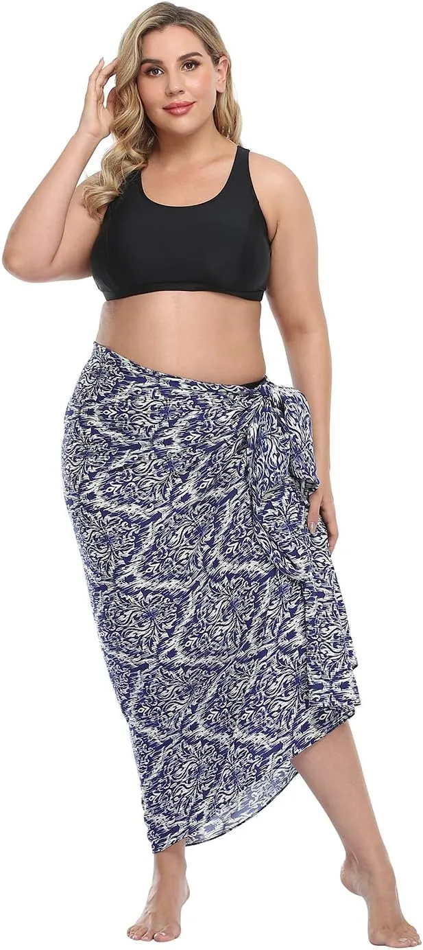 HDE Plus Size UPF 30  Pareo Swimsuit Cover Up Fringeless Sarong Sun Shawl Wrap