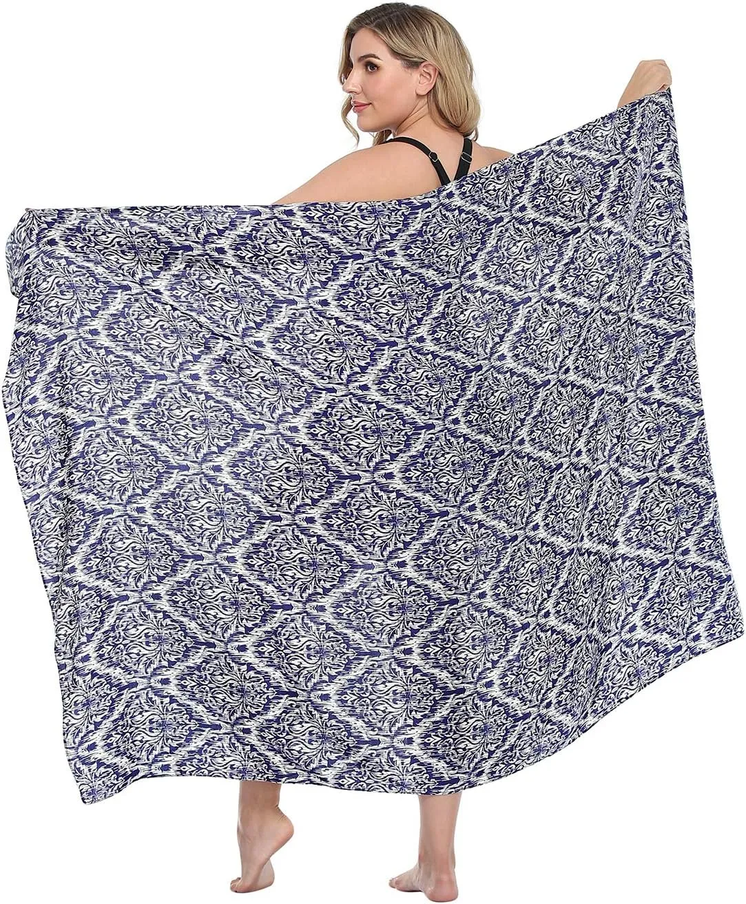 HDE Plus Size UPF 30  Pareo Swimsuit Cover Up Fringeless Sarong Sun Shawl Wrap
