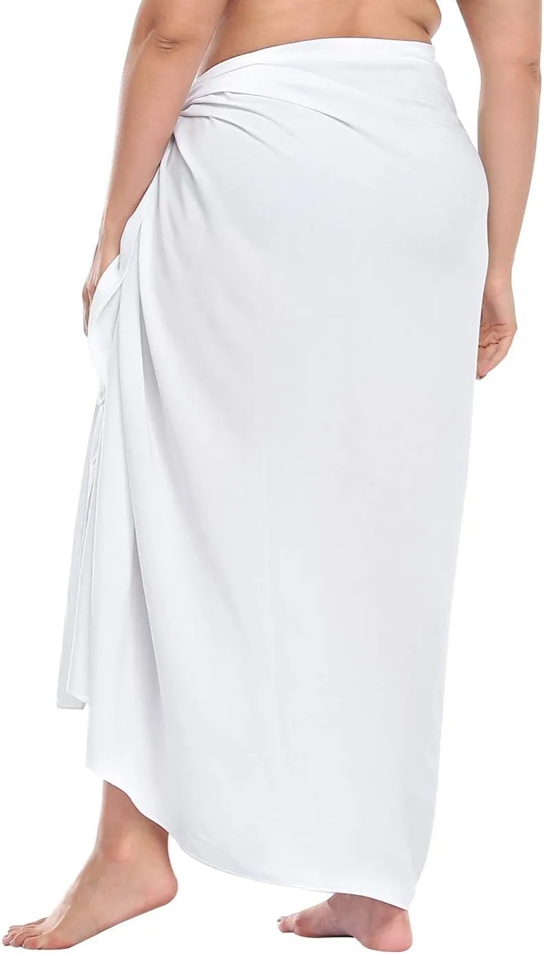 HDE Plus Size UPF 30  Pareo Swimsuit Cover Up Fringeless Sarong Sun Shawl Wrap