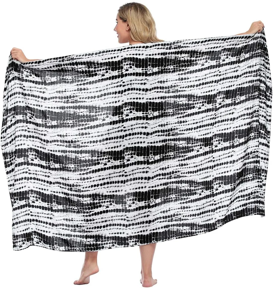 HDE Plus Size UPF 30  Pareo Swimsuit Cover Up Fringeless Sarong Sun Shawl Wrap