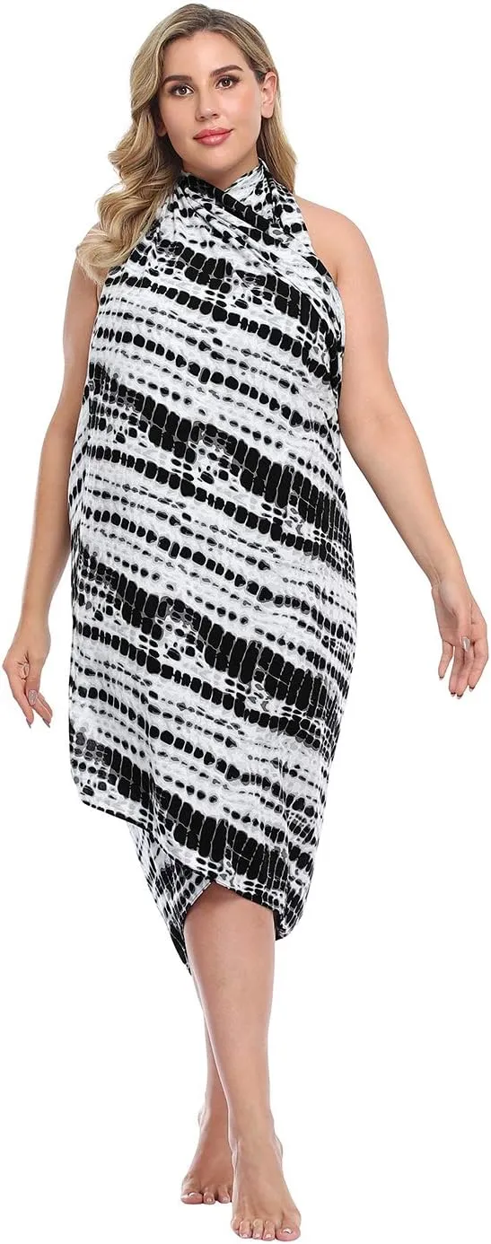 HDE Plus Size UPF 30  Pareo Swimsuit Cover Up Fringeless Sarong Sun Shawl Wrap