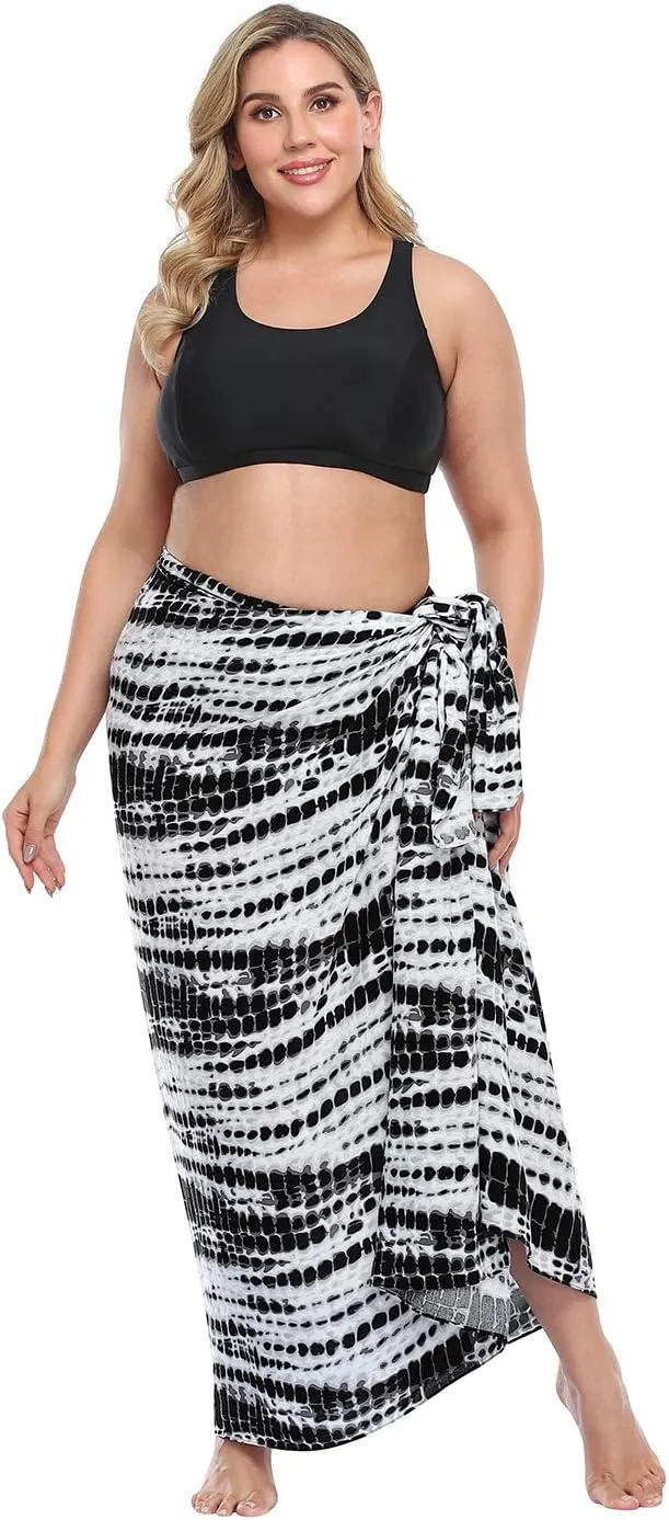 HDE Plus Size UPF 30  Pareo Swimsuit Cover Up Fringeless Sarong Sun Shawl Wrap