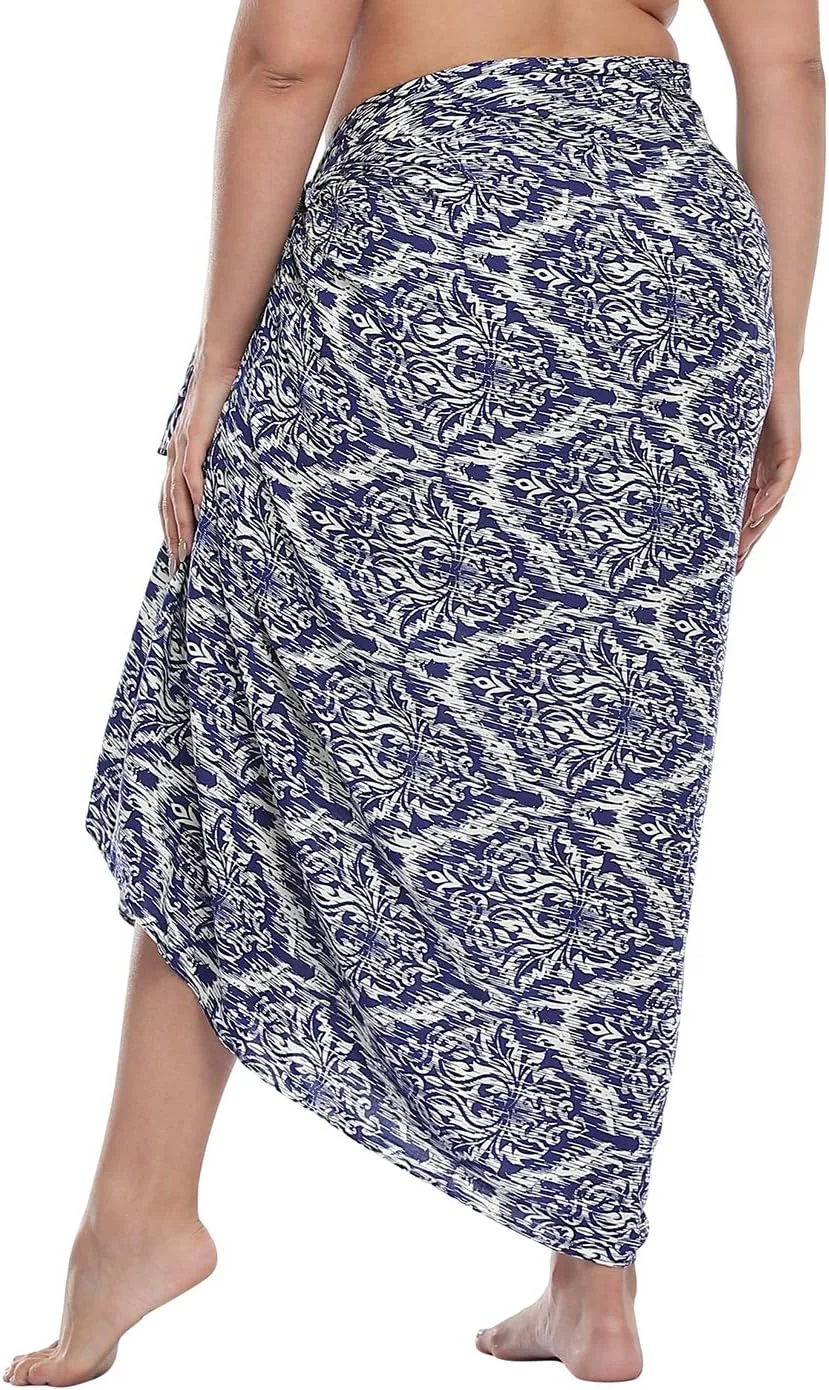 HDE Plus Size UPF 30  Pareo Swimsuit Cover Up Fringeless Sarong Sun Shawl Wrap