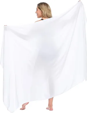 HDE Plus Size UPF 30  Pareo Swimsuit Cover Up Fringeless Sarong Sun Shawl Wrap