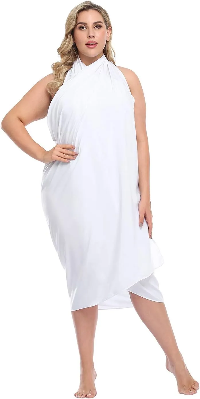 HDE Plus Size UPF 30  Pareo Swimsuit Cover Up Fringeless Sarong Sun Shawl Wrap