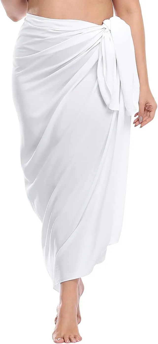 HDE Plus Size UPF 30  Pareo Swimsuit Cover Up Fringeless Sarong Sun Shawl Wrap