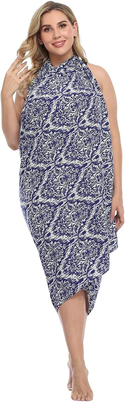 HDE Plus Size UPF 30  Pareo Swimsuit Cover Up Fringeless Sarong Sun Shawl Wrap