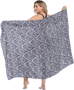HDE Plus Size UPF 30  Pareo Swimsuit Cover Up Fringeless Sarong Sun Shawl Wrap