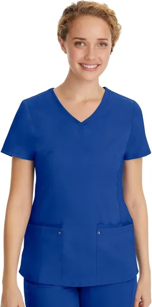 Healing Hands Women's Scrub Top V-Neck with 2 Pockets, 2-Way Stretch, and Yoga Knit Side Panels for Slim Fit- 2245