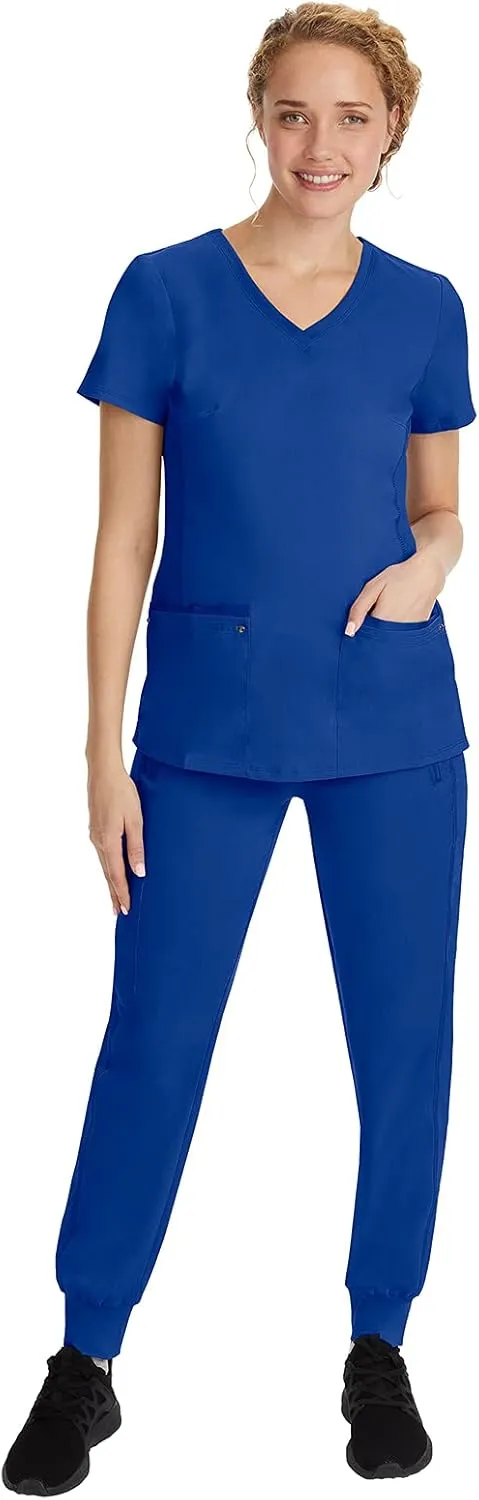 Healing Hands Women's Scrub Top V-Neck with 2 Pockets, 2-Way Stretch, and Yoga Knit Side Panels for Slim Fit- 2245