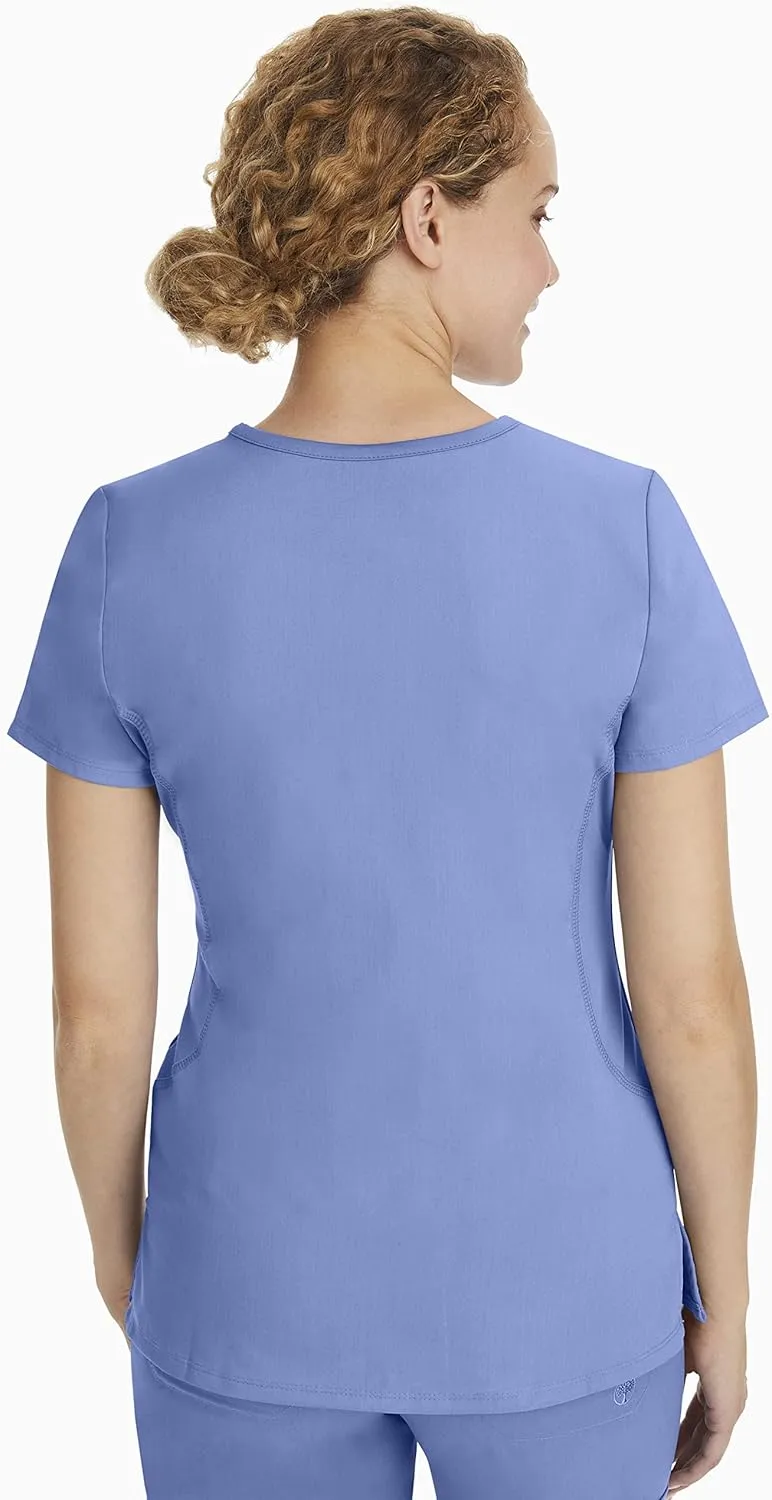 Healing Hands Women's Scrub Top V-Neck with 2 Pockets, 2-Way Stretch, and Yoga Knit Side Panels for Slim Fit- 2245