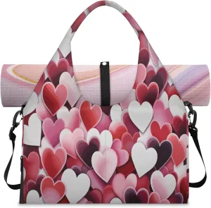 Heart Fusion Mix Waterproof Gym Bag for Men Women, Sports Duffel Bag with Shoe Compartment Yoga Mat Holder, Portable Large Travel Bag for Fitness, Camping, Weekend Trips