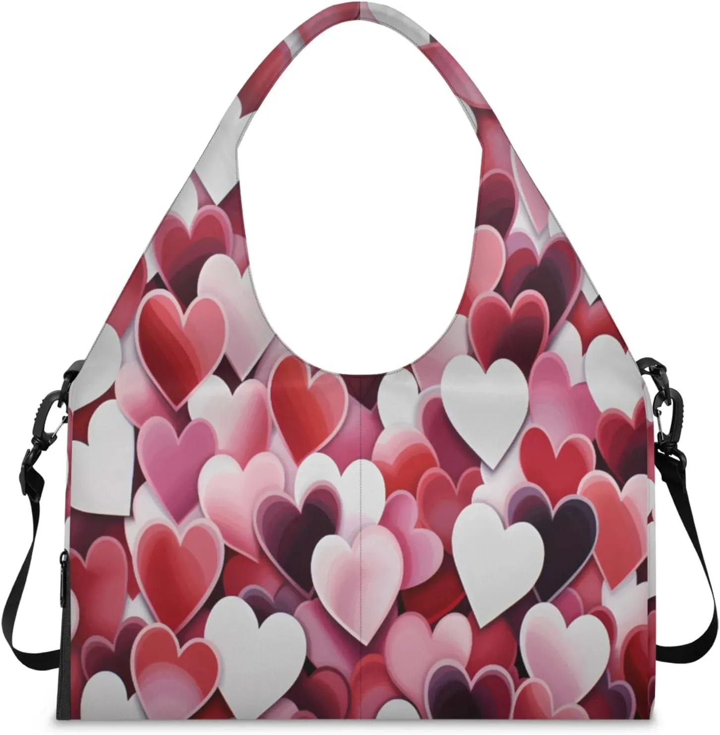 Heart Fusion Mix Waterproof Gym Bag for Men Women, Sports Duffel Bag with Shoe Compartment Yoga Mat Holder, Portable Large Travel Bag for Fitness, Camping, Weekend Trips