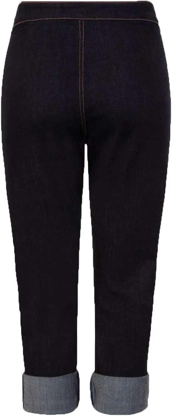 Hell Bunny Charlie Denim Jeans 50s Vintage Retro Capri Trousers 3/4 Pedal Pushers