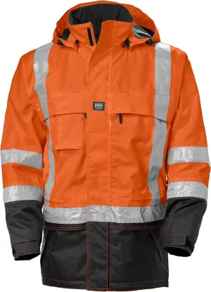 Helly-Hansen Potsdam Men's Hi Vis Rain Jacket - Waterproof/Windproof Workwear with Detachable Helmet-Sized Hood, ANSI Class 3