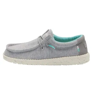 Hey Dude Boy's Wally Youth Stretch Grey Size 5 | Boy’s Shoes | Boy's Lace Up Loafers | Comfortable & Light-Weight