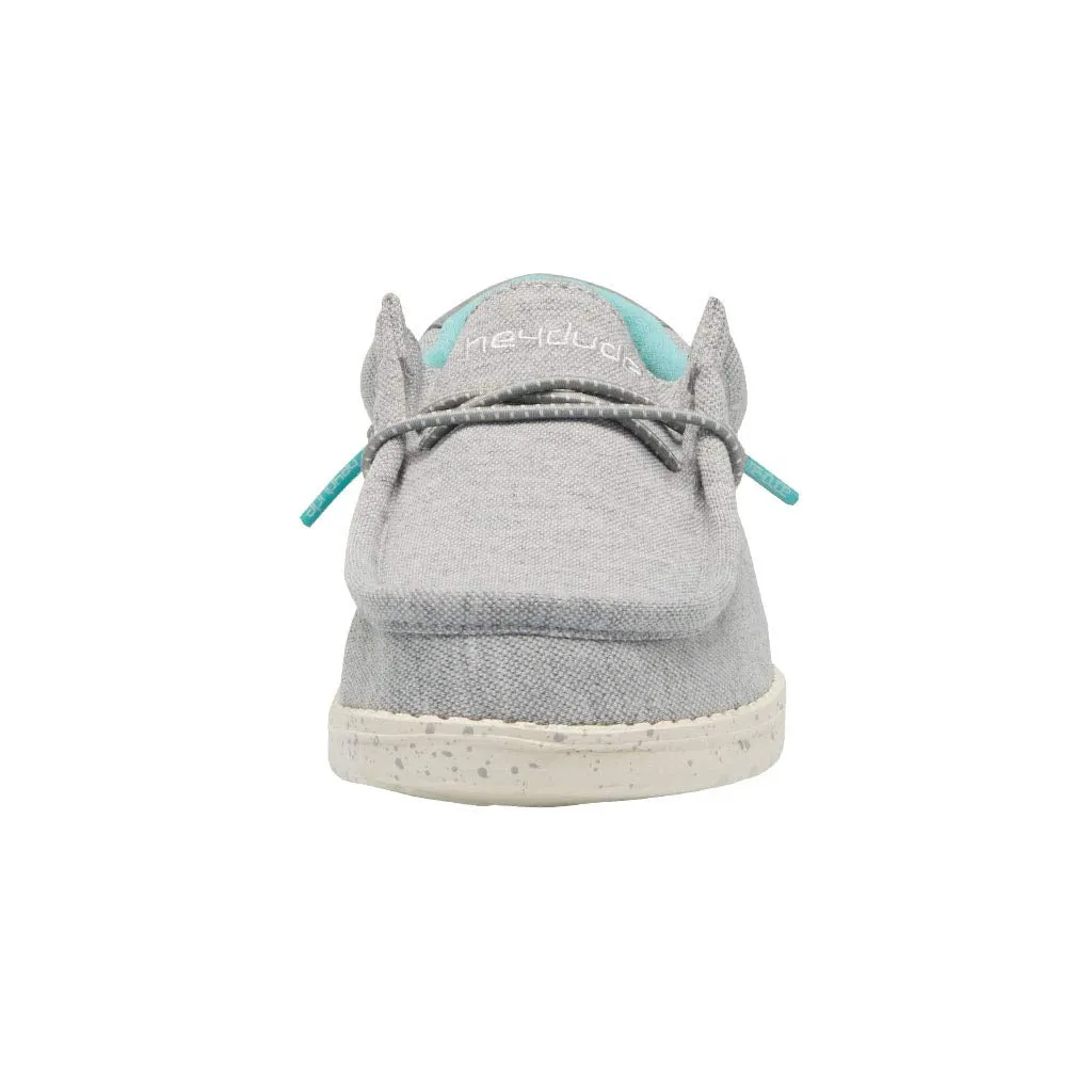 Hey Dude Boy's Wally Youth Stretch Grey Size 5 | Boy’s Shoes | Boy's Lace Up Loafers | Comfortable & Light-Weight