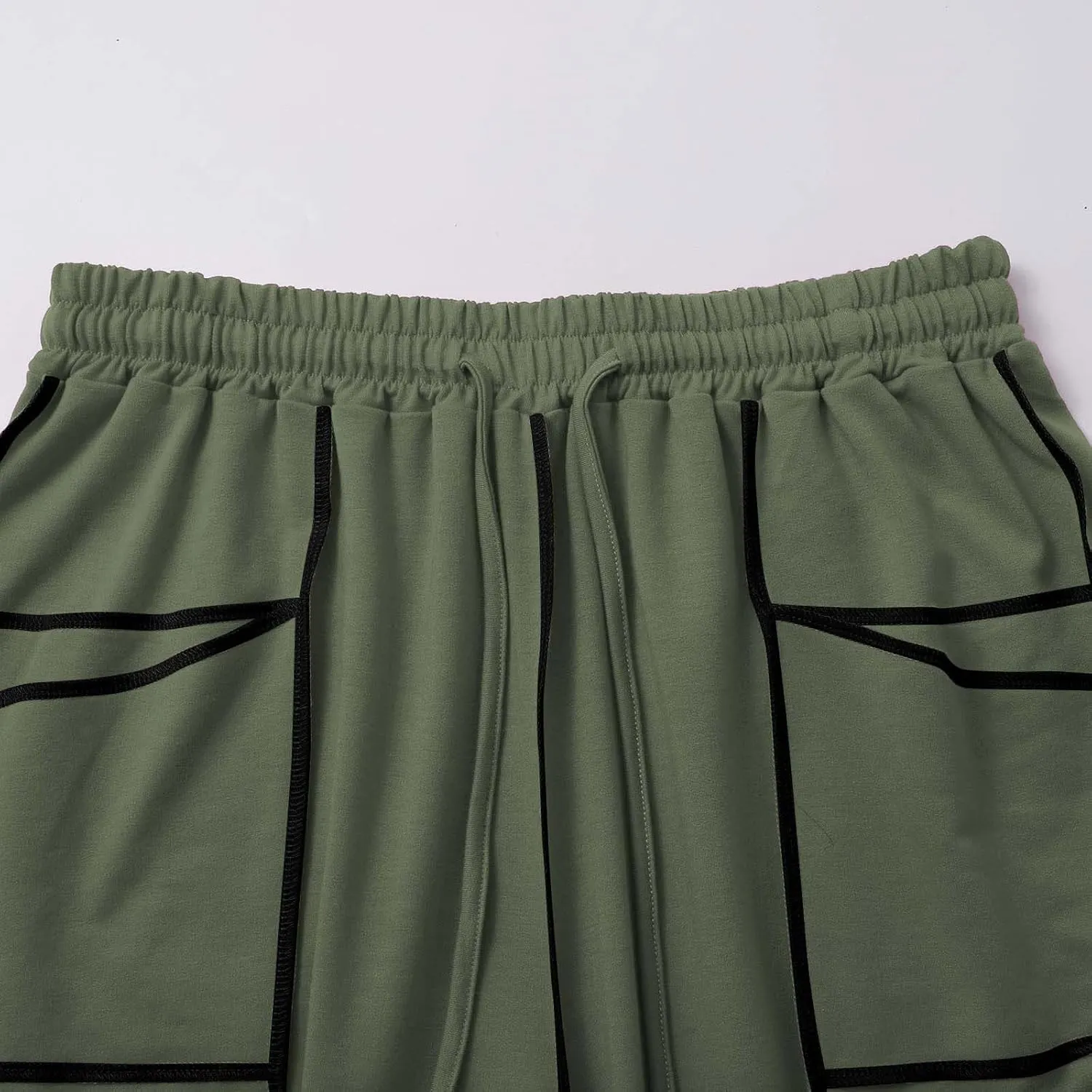 HGps8w Women's Summer Trendy Striped Loose Palazzo Pants Wide Leg Elastic Waist Sweatpants Lounge Trousers with Pockets