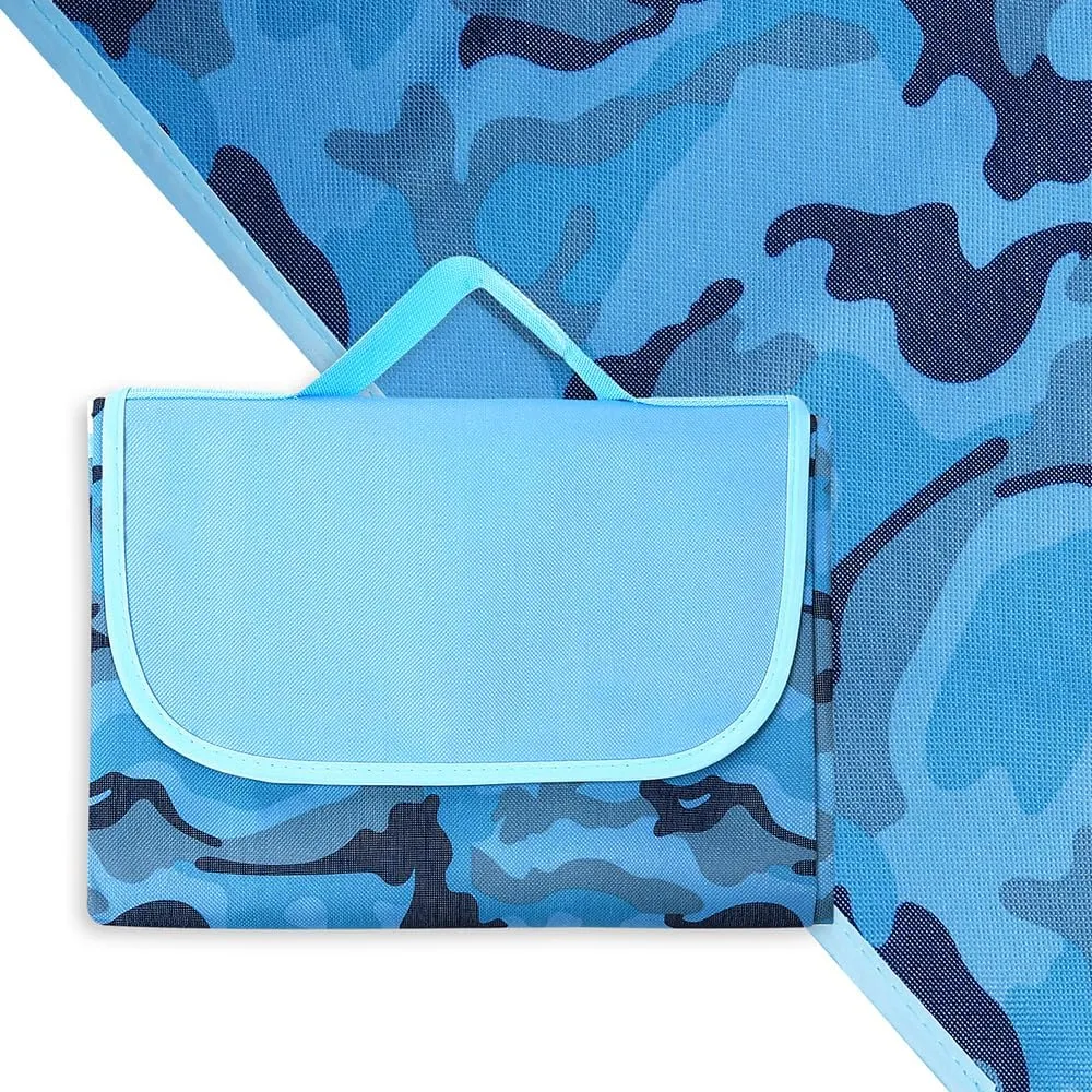 Hi Space Outdoor Picnic Blankets Waterproof Foldable Picnic Mat Extra Large Beach Blankets Sandproof Blanket for Beach Camping Grass Lawn Park, 80"x60", Blue Camouflage