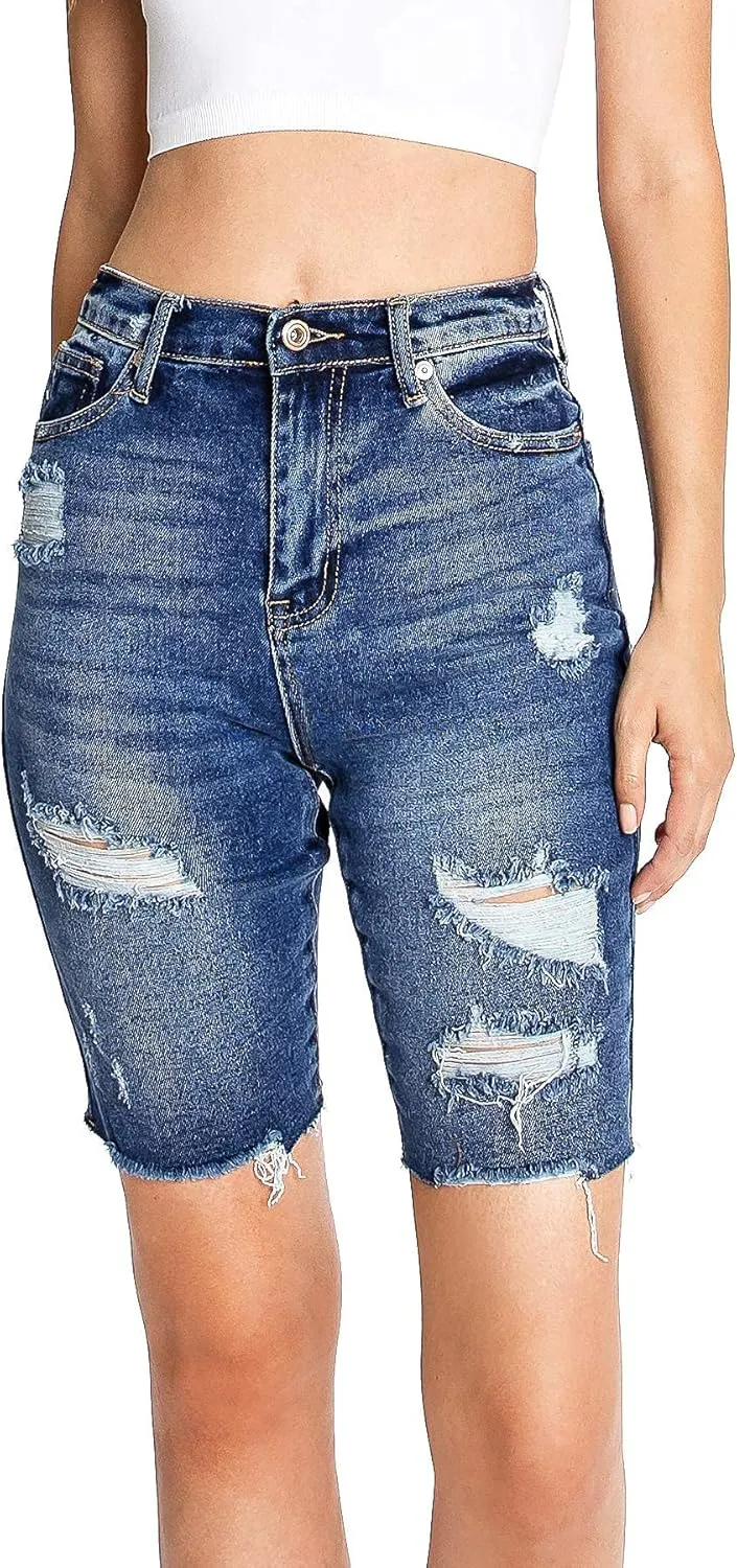 High-Rise Cutoff Bermuda Shorts by Celebrity Pink Jean