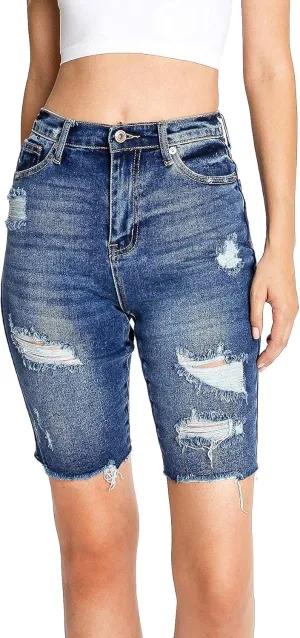 High-Rise Cutoff Bermuda Shorts by Celebrity Pink Jean