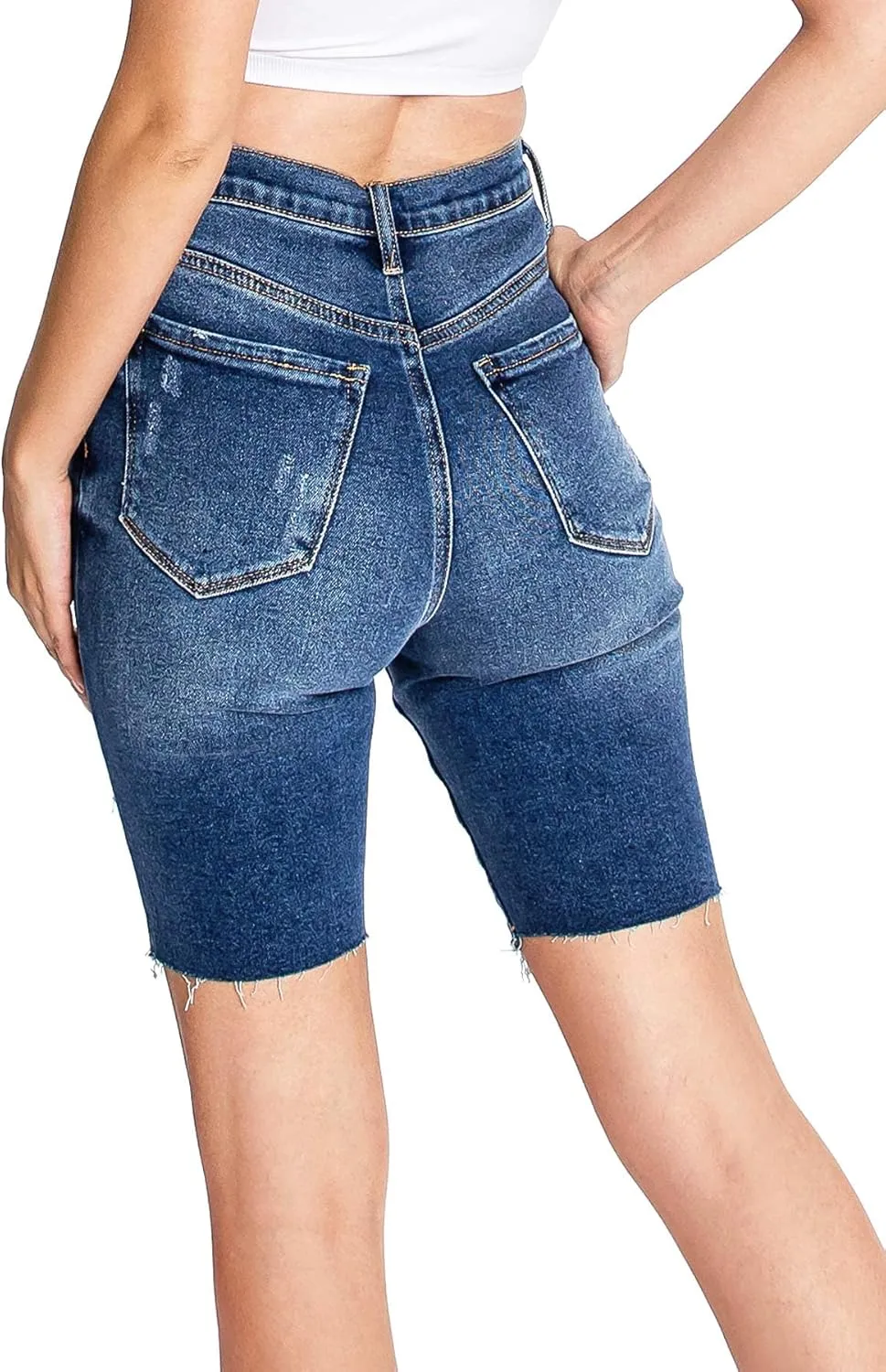 High-Rise Cutoff Bermuda Shorts by Celebrity Pink Jean